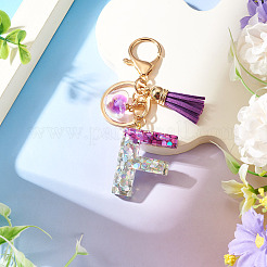 Alloy Resin Heart Keychains&nbsp;KEYC-TADJ0002-01G-F