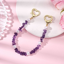 Natural Amethyst Chip Beaded Purse Decorative Chains&nbsp;HJEW-JM04463-01