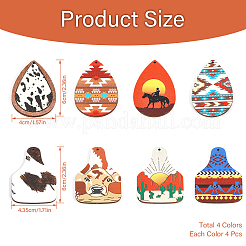 32Pcs 8 Style Single Face Printed Basswood Big Pendants&nbsp;WOOD-CA0001-61