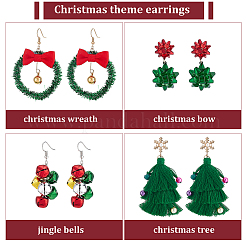 4 Pairs 4 Style Christmas Theme Bell & Bowknot Alloy Dangle Earrings&nbsp;EJEW-AN0001-98