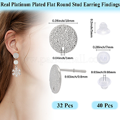 32Pcs Hammered Brass Stud Earring Findings&nbsp;KK-BBC0023-13