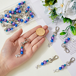 20Pcs ABS Plastic Imitation Pearl Beads Keychain&nbsp;HJEW-FH0001-25
