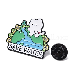 White Cat with Earth Enamel Pins&nbsp;JEWB-L024-02EB-02