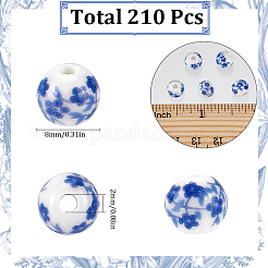 210Pcs Handmade Flower Printed Porcelain Ceramic Beads&nbsp;PORC-SC0001-08
