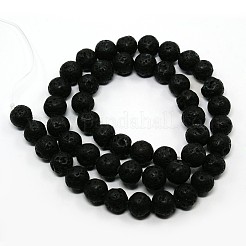 Synthetical Lava Rock Round Beads Strands&nbsp;G-N0042-8mm-01