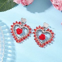3Pairs Alloy Glass Stud Earrings&nbsp;EJEW-MZ00372