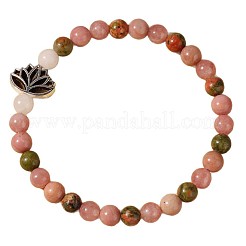 Bohemian Natural Rhodonite Round Beads Stretch Bracelets&nbsp;FS-WG0C185-01