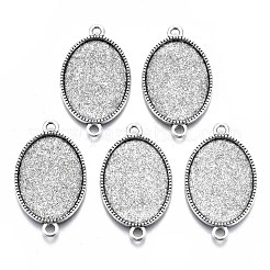 Tibetan Style Oval Alloy Cabochon Connector Settings&nbsp;TIBE-Q038-002B-AS-RS
