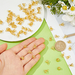 80Pcs Flower Rack Plating Brass Filigree Bead Cap Bails&nbsp;KK-FH0008-45G