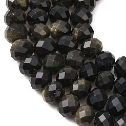 Natural Golden Sheen Obsidian Beads Strands&nbsp;G-B179-A06-6x8mm