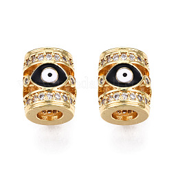 Brass Micro Pave Cubic Zirconia Beads&nbsp;KK-N227-90