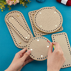 6Pcs 6 Style Flat Round PU Leather Knitting Crochet Bags Nail Bottom Shaper Pad&nbsp;DIY-PH0021-06C
