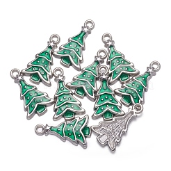 Medium Sea Green Christmas Tree Enamel Alloy Pendants&nbsp;X-EAP0307Y