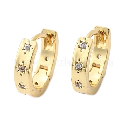 Clear Cubic Zirconia Star Hoop Earrings&nbsp;EJEW-K093-22G