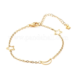 304 Stainless Steel Moon & Star Link Bracelet&nbsp;BJEW-JB06521
