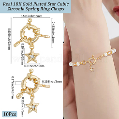 10Pcs Brass Clear Cubic Zirconia Spring Ring Clasps&nbsp;KK-BBC0020-07