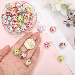 50Pcs 5 Styles Printed Opaque Acrylic Beads&nbsp;MACR-SC0002-38
