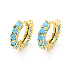 Rack Plating Brass Micro Pave Cubic Zirconia Hoop Earring&nbsp;EJEW-C102-13G