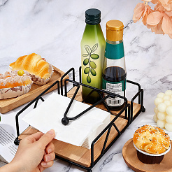Iron with Wooden Board Napkin Holder&nbsp;AJEW-WH0609-444