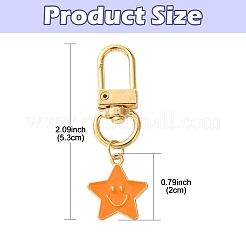 Star with Smiling Face Alloy Enamel Pendant Decorations&nbsp;HJEW-YW00010-01