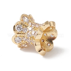 Eco-Friendly Rack Plating Brass Micro Pave Cubic Zirconia Double Sided Bead Caps&nbsp;KK-F835-25B-G