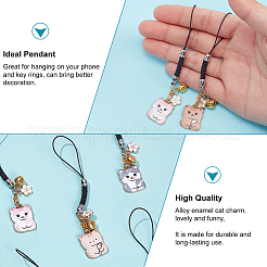 Cat & Flower Alloy Enamel Pendant Decoraions&nbsp;HJEW-AB00717