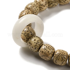 White Jade & Moon and Star Bodhi Beaded Stretch Bracelets with Sandalwood Flower&nbsp;BJEW-B080-03