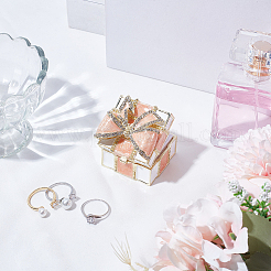 Square Bowknot Alloy Enamel with Crystal Rhinestone Jewelry Magnetic Storage Boxes&nbsp;CON-SP0001-32A