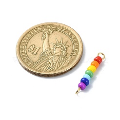 Chakra Glass Seed Beaded Connector Charms&nbsp;PALLOY-JF02530-02