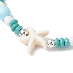 3Pcs Synthetic Turquoise & Porcelain & Dyed Natural Howlite Beads Stretch Bracelets for Women&nbsp;BJEW-JB11793