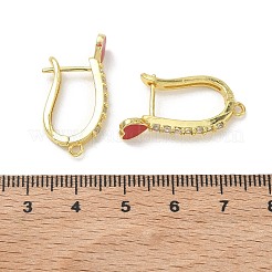 Brass Micro Pave Clear Cubic Zirconia Hoop Earring Findings&nbsp;EJEW-C185-01G-01