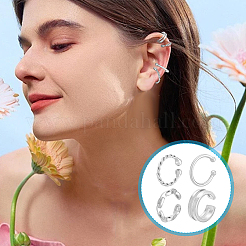4Pcs 4 Styles 925 Sterling Silver Cuff Earrings&nbsp;EJEW-PH0001-38P
