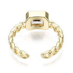 Brass Micro Pave Cubic Zirconia Cuff Rings&nbsp;RJEW-S044-119A-NF