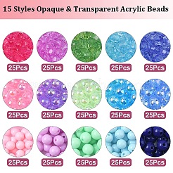 345Pcs 15 Styles Opaque & Transparent Acrylic Beads&nbsp;MACR-YW0003-95