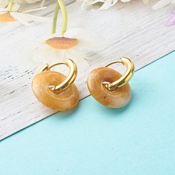 Handmade Natural Topaz Jade Dangle Hoop Earrings&nbsp;EJEW-JE04577-01