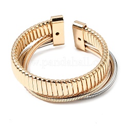 Two-tone Iron Multi-strand Snake Chain Cuff Bangles for Women&nbsp;BJEW-P390-01B-A