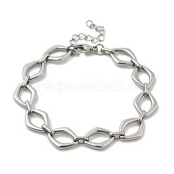 304 Stainless Steel Rhombus Link Chains Bracelets for Men & Women&nbsp;BJEW-D042-49P