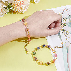 2Pcs Round Natural Mixed Gemstone Beads Bracelets for Women&nbsp;BJEW-UN00019