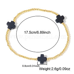 Cross Brass Beaded Stretch Bracelets for Women Gold Thin Chain Fashion Jewelry Accessories&nbsp;US0494-1