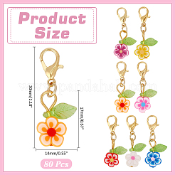 80Pcs Flower Handmake Polymer Clay Pendant Decorations&nbsp;HJEW-ME00033