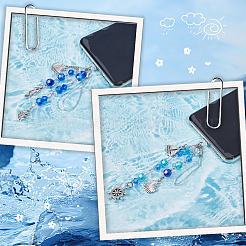6Pcs 2 Styles Glass & Alloy Mobile Straps&nbsp;HJEW-SC0001-89