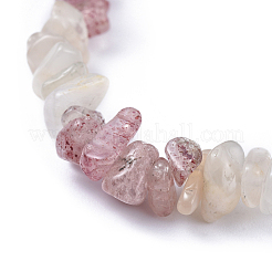 Natural White Moonstone & Strawberry Quartz Chip Stretch Bracelets&nbsp;BJEW-JB04490-05
