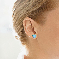 8Pcs 4 Colors Iron Heart Stud Earrings for Women&nbsp;EJEW-AN0002-86