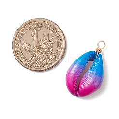 2Pcs 2 Colors Spray Painted Natural Cowrie Shell Deep Sky Blue Pendants&nbsp;PALLOY-JF04260