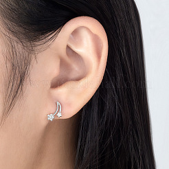 Brass Micro Pave Clear Cubic Zirconia Star Stud Earrings for Women&nbsp;WG92F7B-01