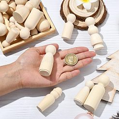 29Pcs 29 Styles Unfinished Schima Wood Puppet&nbsp;WOOD-CJ0002-53