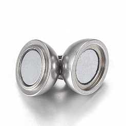 Tarnish Resistant 304 Stainless Steel Magnetic Clasps with Loops&nbsp;STAS-K006-8mm-04C