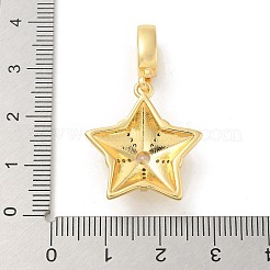 Brass Clear Cubic Zirconia Star European Dangle Charms&nbsp;KK-U044-08G