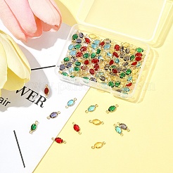 100Pcs 5 Colors Brass K9 Glass Connector Charms&nbsp;KK-FS0001-66