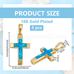 3Pcs Brass with Synthetic Opal Pendants&nbsp;KK-BC0015-77B